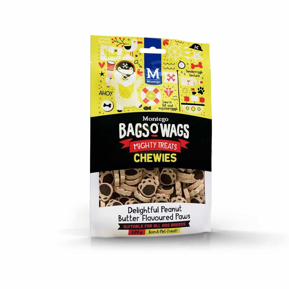 MONTEGO BAGS O WAGS chewies peanut butter paws 120g