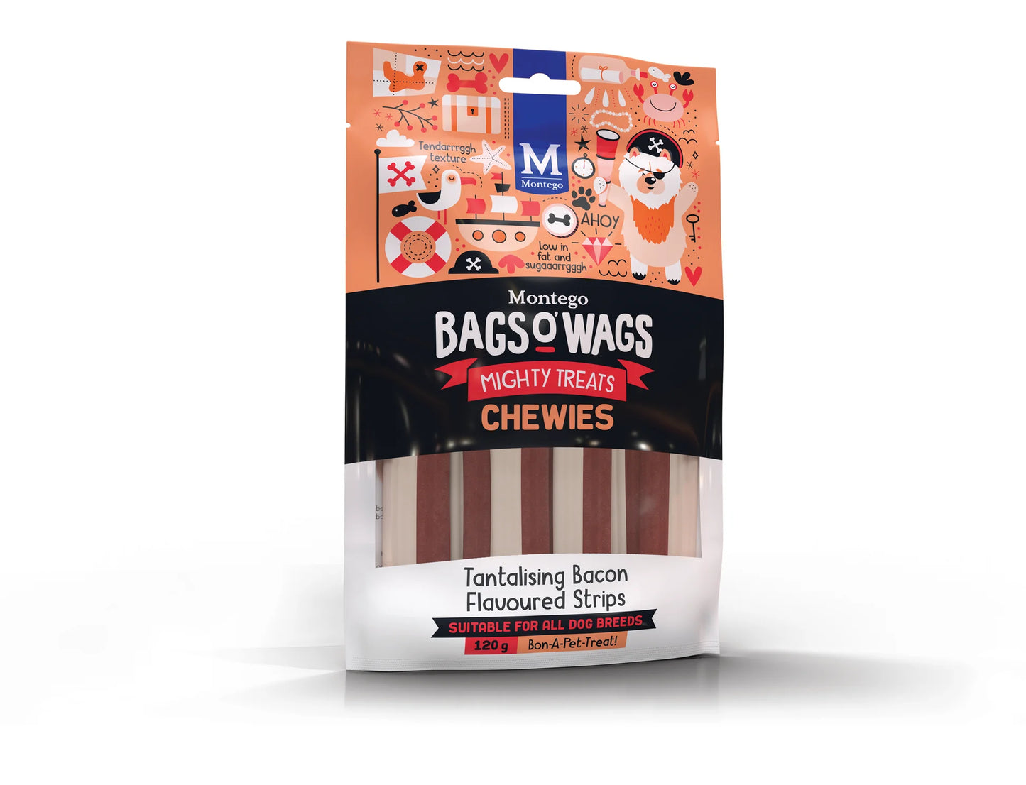 Montego Bags Of Wags Bacon Strips 120g