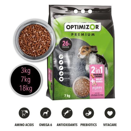 Optimizor Premium Puppy 2 In 1 Milky Bones 7KG