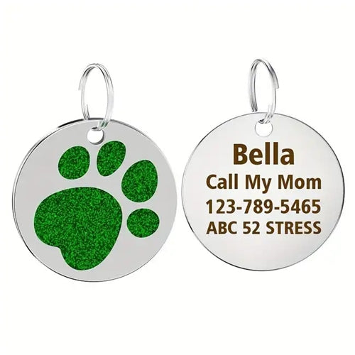 Metal ID tag with paws