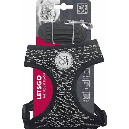 M-Pets Lets Go Cat Harness & Leash Set - Black