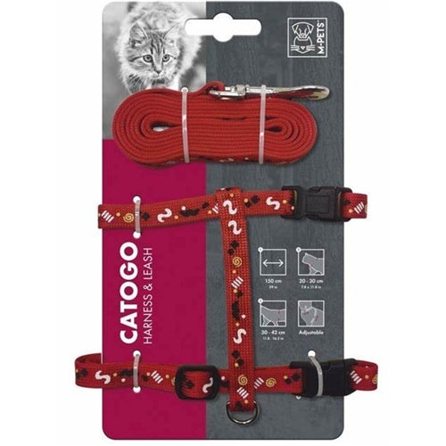 M-Pets  Catogo Cat Harness & Leash Set - Red